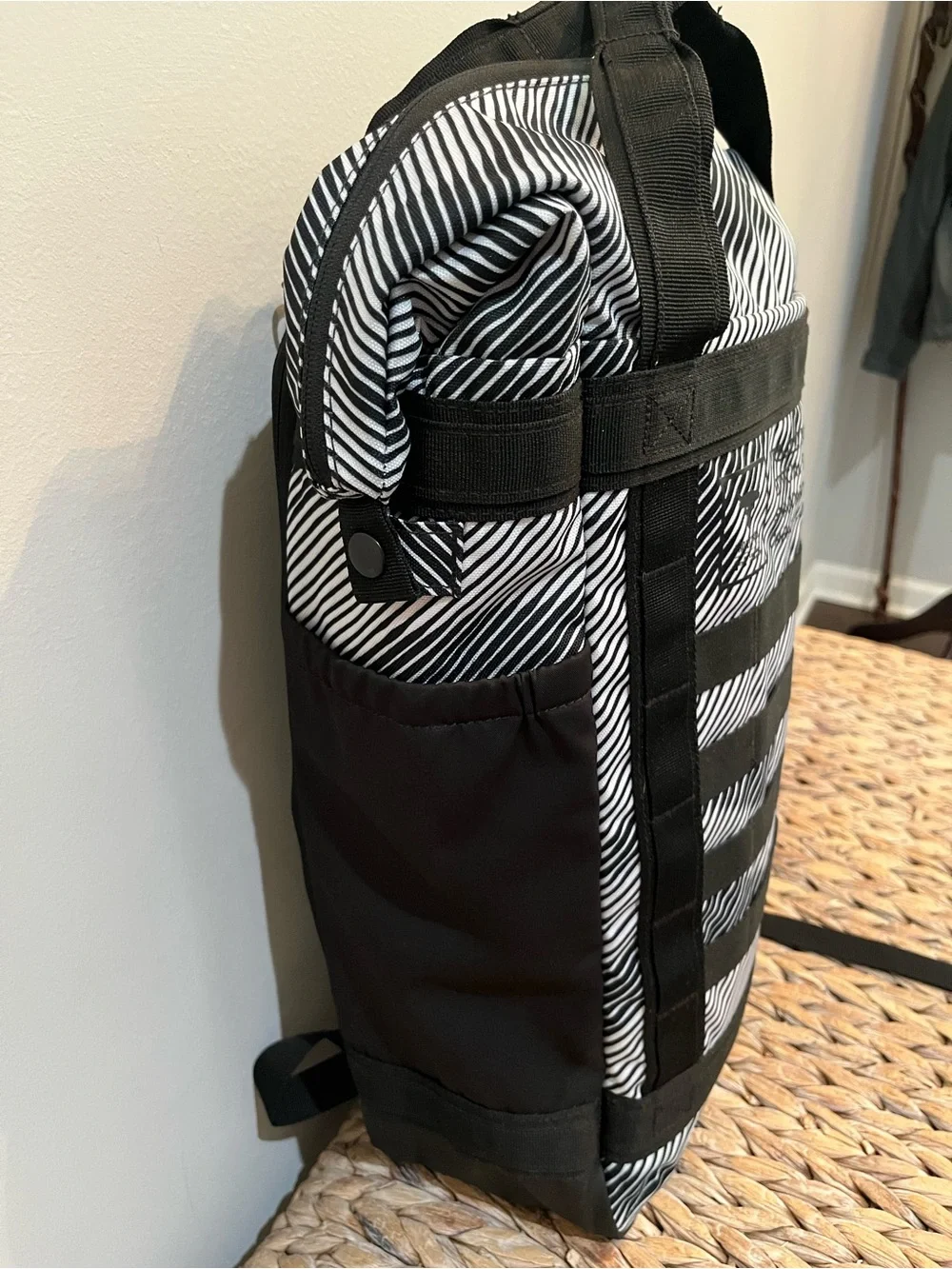 Under Armour Project Rock‎ Box Duffle Backpack Black White Stripe Unisex NWOT